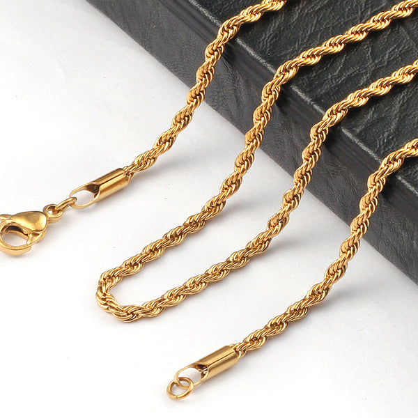 Rope Chain in Gold-Tone Titanium Steel view 2