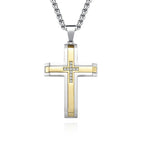 Two-Tone Inlaid Cross Pendant Necklace view 8