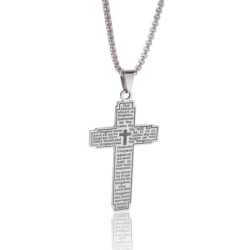 Lord's Prayer Cross Pendant Necklace view 5