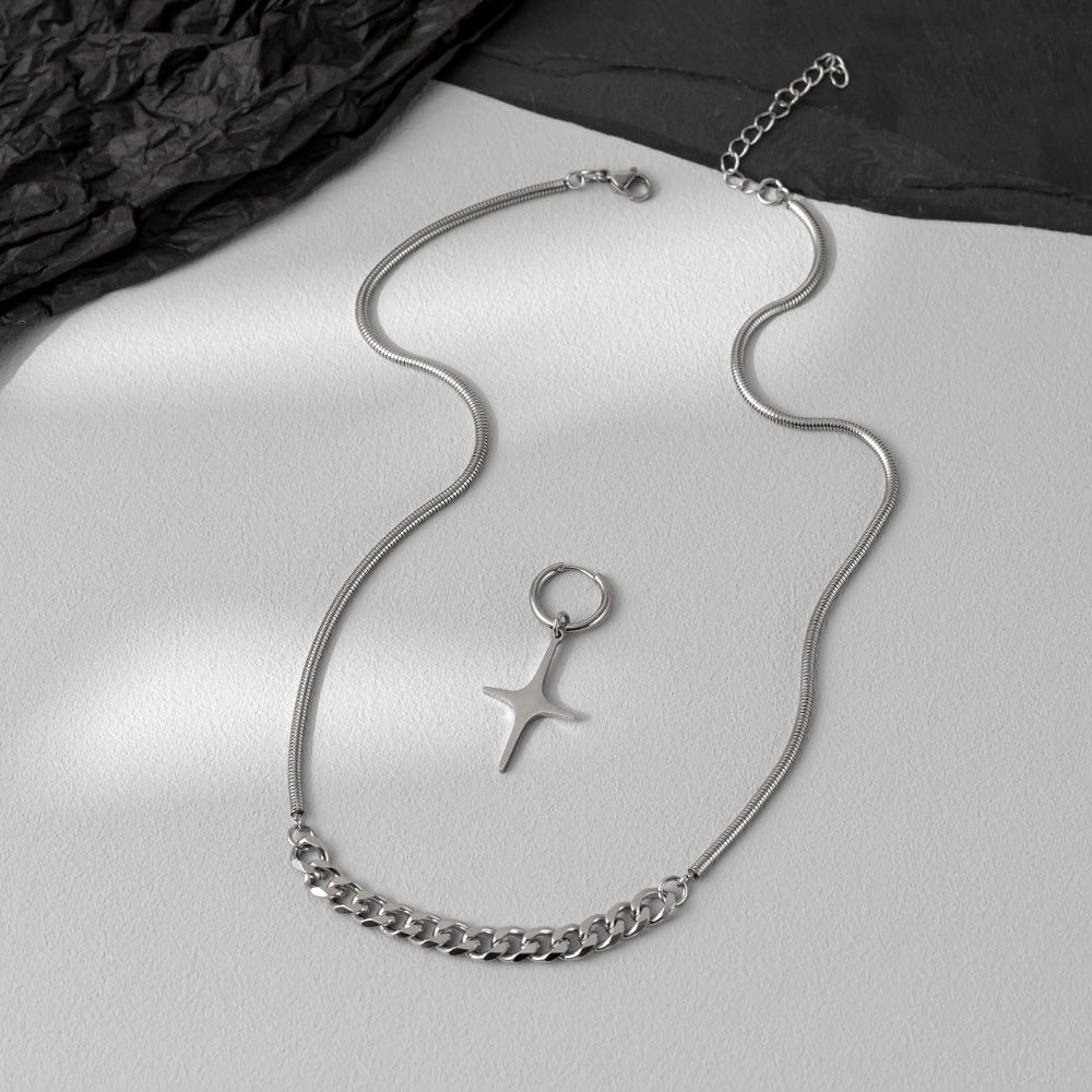 Mixed Chain with Four-Point Star Pendant