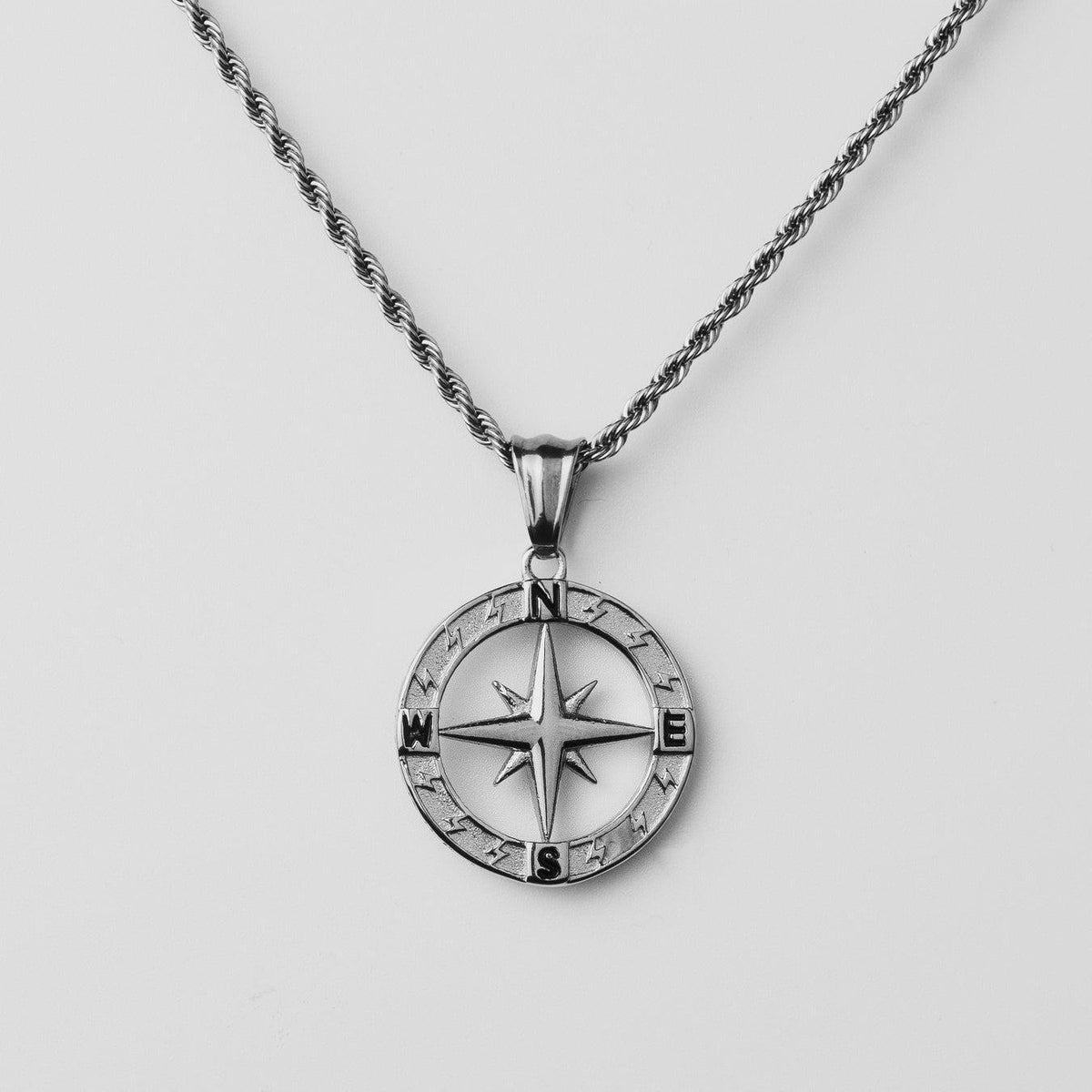 Compass Pendant Rope Chain Necklace view 10