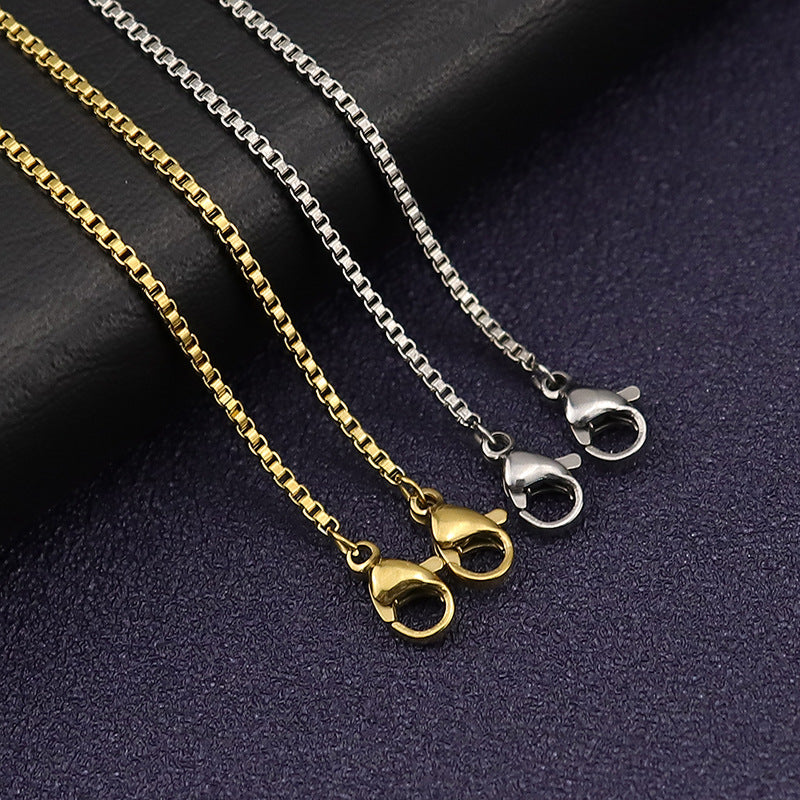 Box Chain Necklace in Titanium Steel