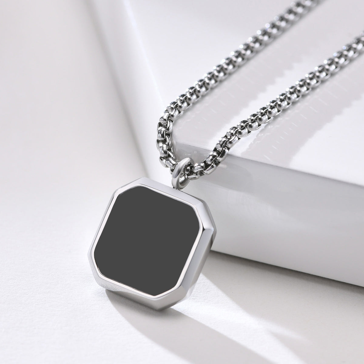 Square Pendant Box Chain Necklace view 5