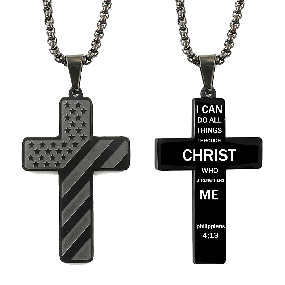 Flag Pattern Cross Pendant Necklace view 8