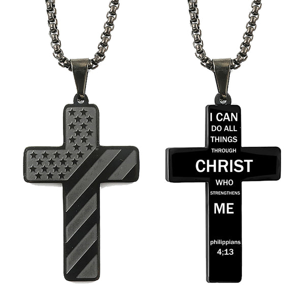 Flag Pattern Cross Pendant Necklace view 8