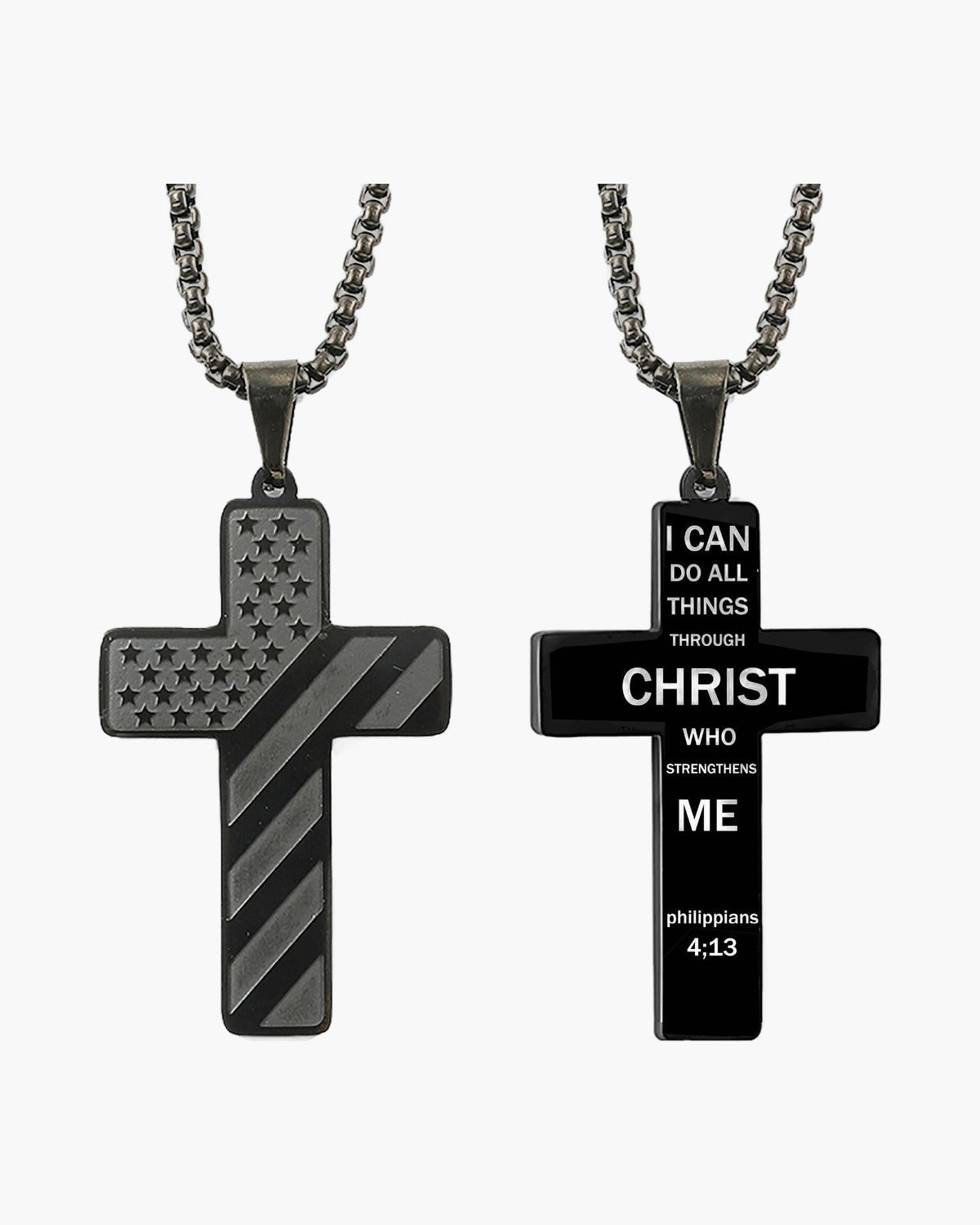 Flag Pattern Cross Pendant Necklace view 22