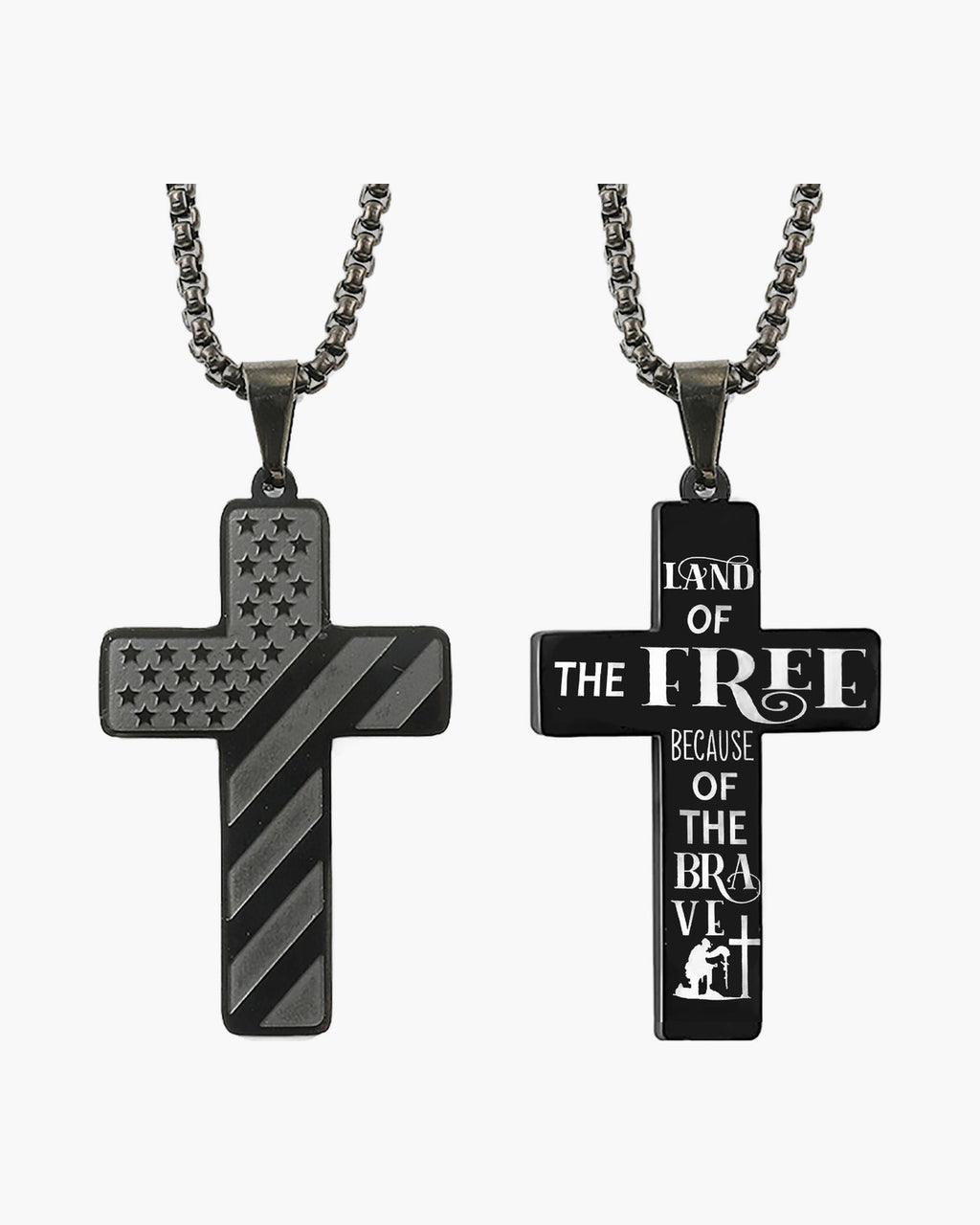 Flag Pattern Cross Pendant Necklace view 16