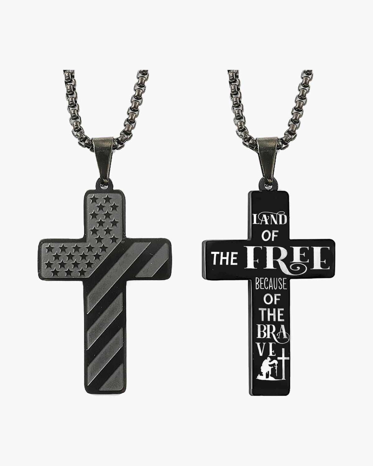 Flag Pattern Cross Pendant Necklace view 16
