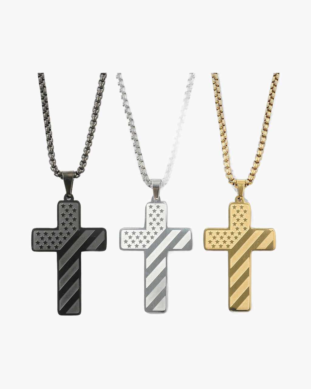 Flag Pattern Cross Pendant Necklace view 13