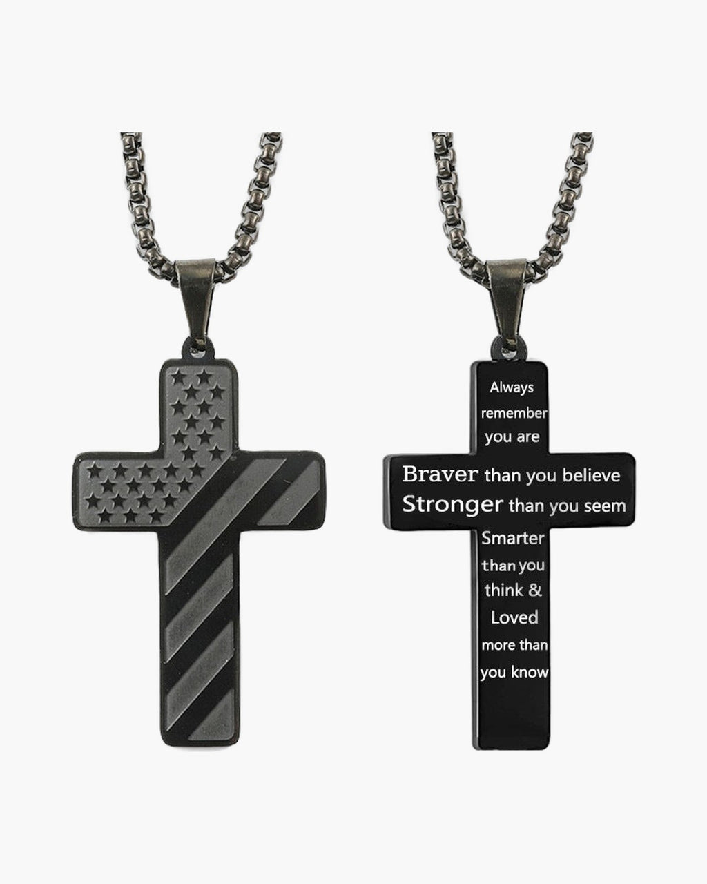Flag Pattern Cross Pendant Necklace view 7