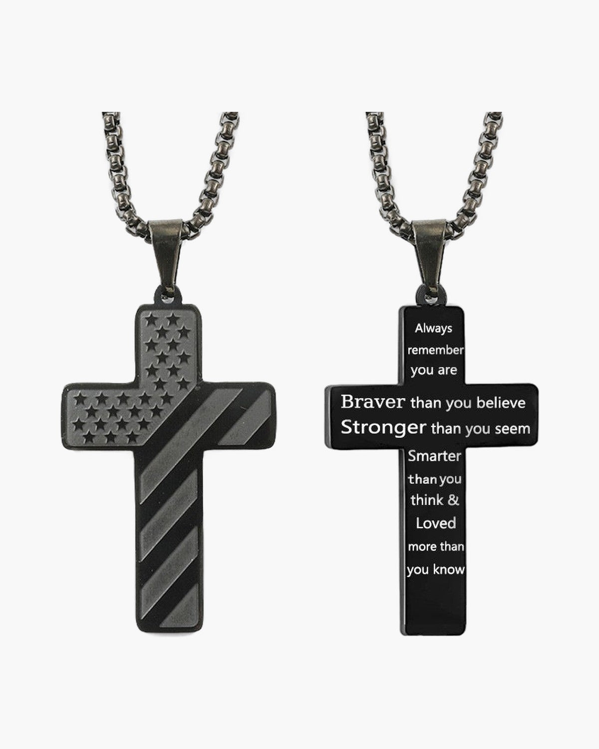 Flag Pattern Cross Pendant Necklace view 7