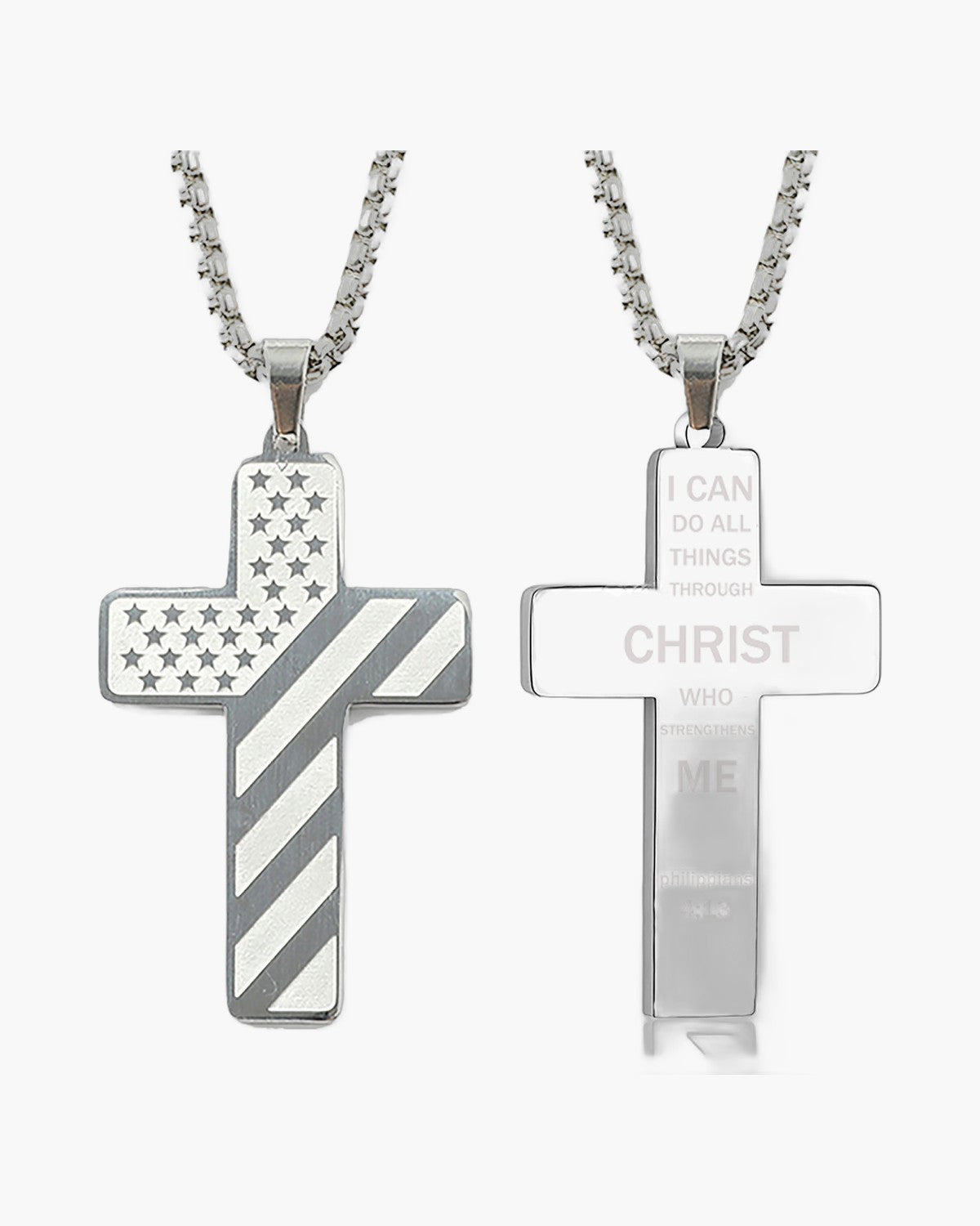 Flag Pattern Cross Pendant Necklace view 7