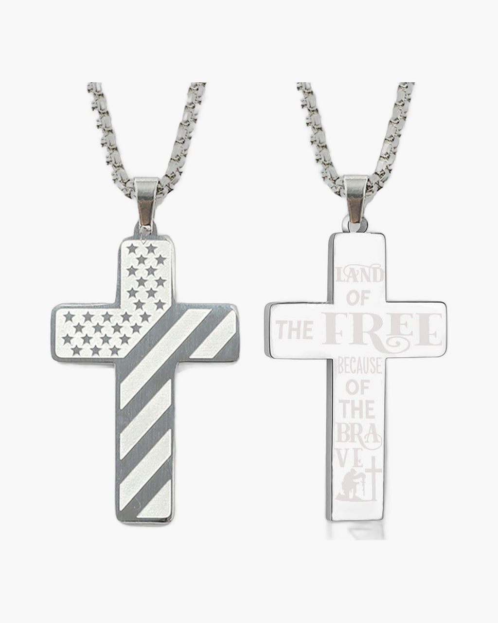 Flag Pattern Cross Pendant Necklace view 4