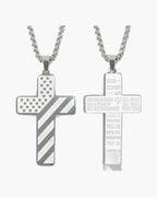Flag Pattern Cross Pendant Necklace