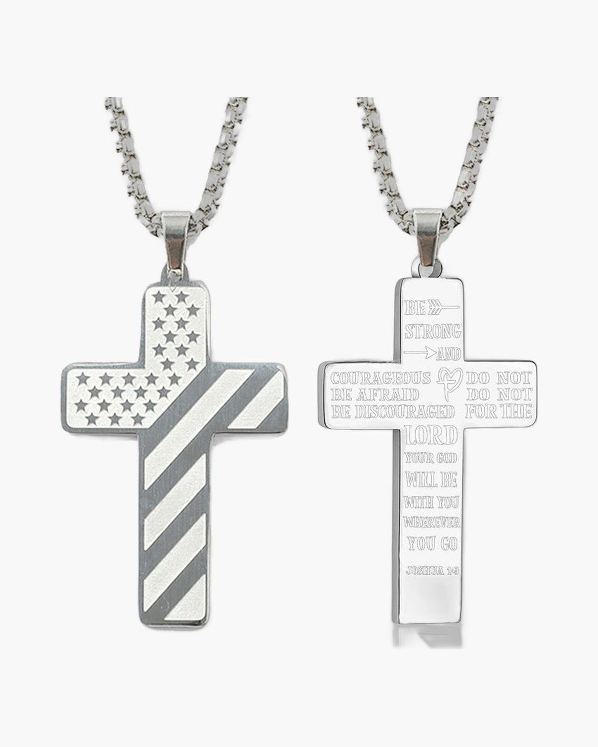 Flag Pattern Cross Pendant Necklace