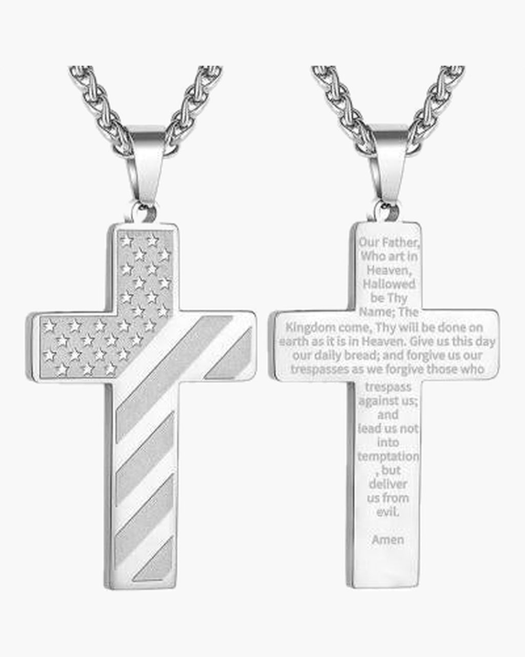 Flag Pattern Cross Pendant Necklace view 23