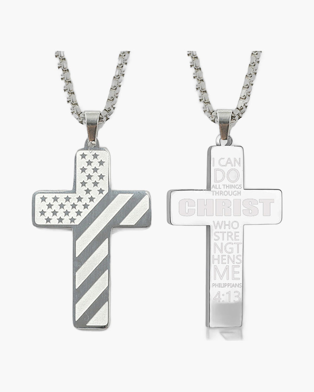 Flag Pattern Cross Pendant Necklace view 14