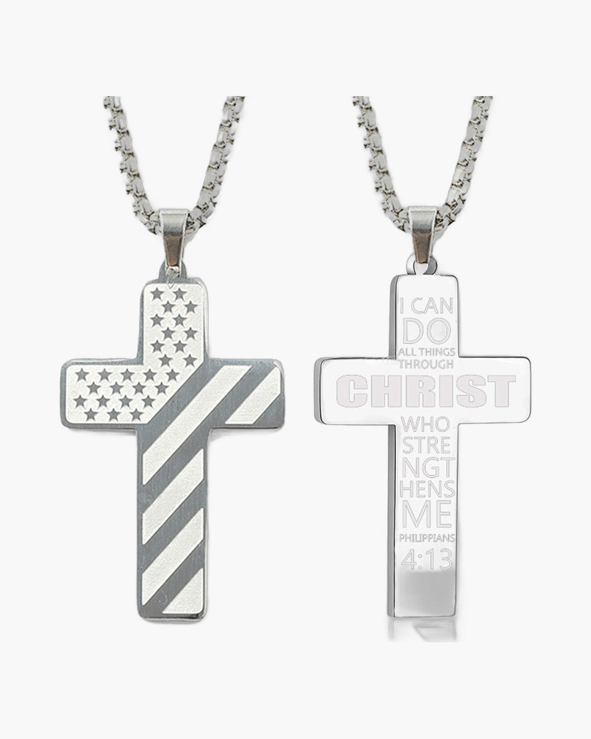 Flag Pattern Cross Pendant Necklace view 14