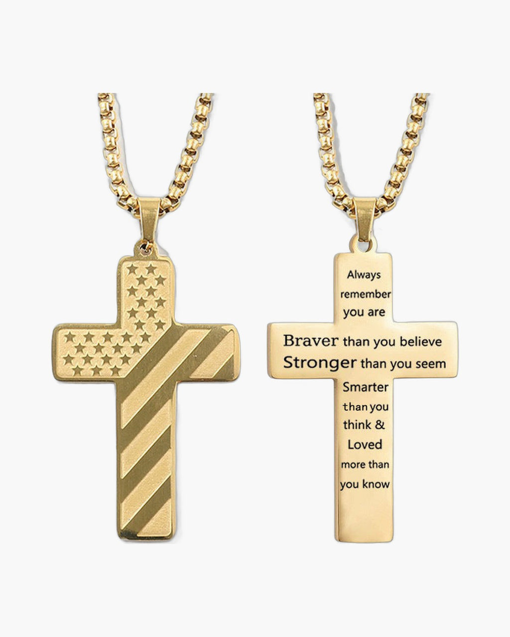 Flag Pattern Cross Pendant Necklace view 11