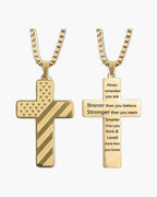 Flag Pattern Cross Pendant Necklace view 11