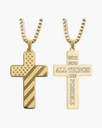 Flag Pattern Cross Pendant Necklace view 5