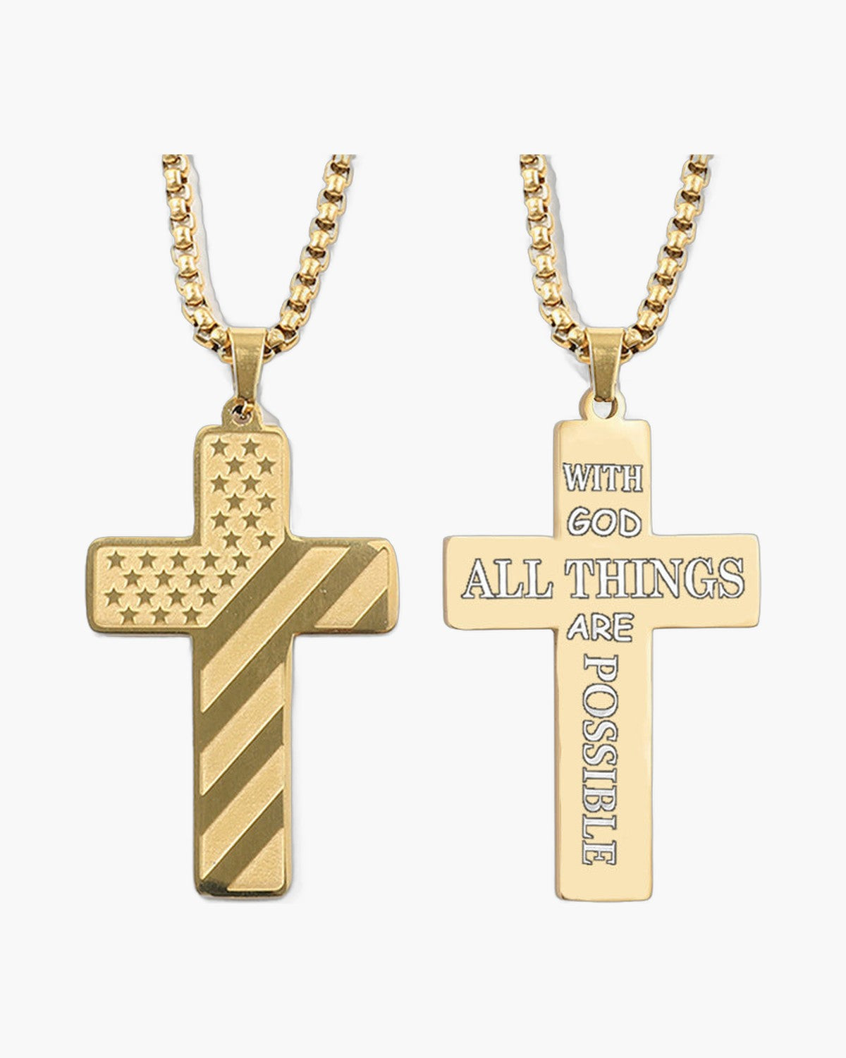 Flag Pattern Cross Pendant Necklace view 5