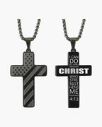 Flag Pattern Cross Pendant Necklace view 2