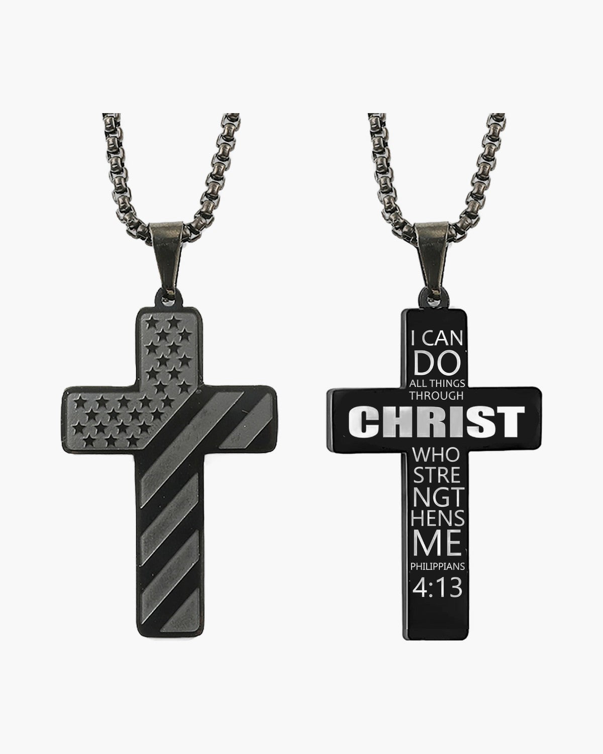 Flag Pattern Cross Pendant Necklace view 2