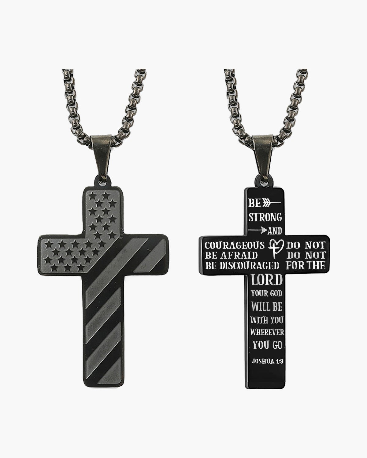 Flag Pattern Cross Pendant Necklace view 12