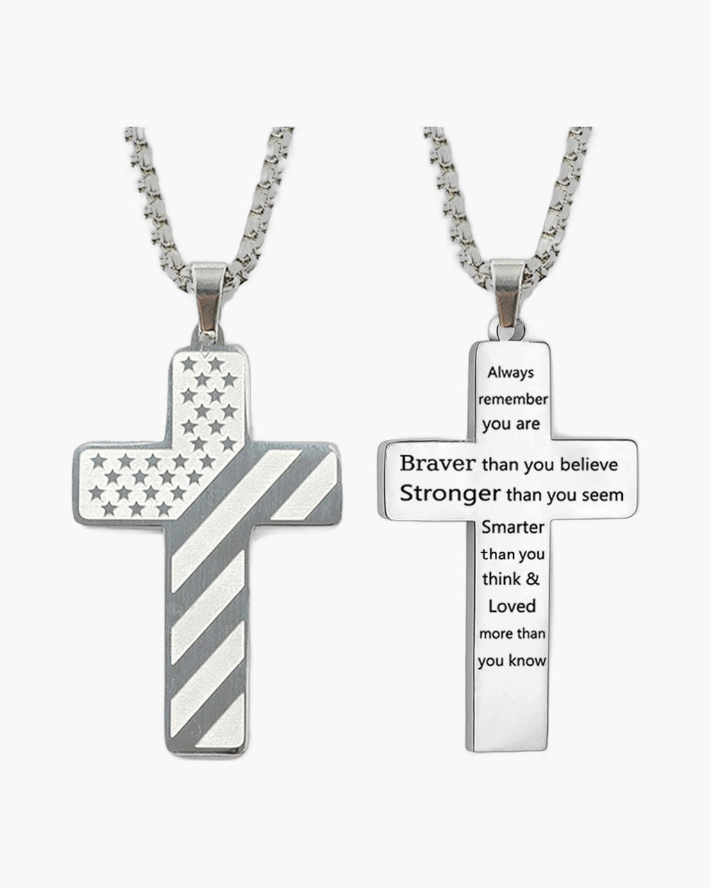 Flag Pattern Cross Pendant Necklace view 6
