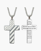 Flag Pattern Cross Pendant Necklace view 6