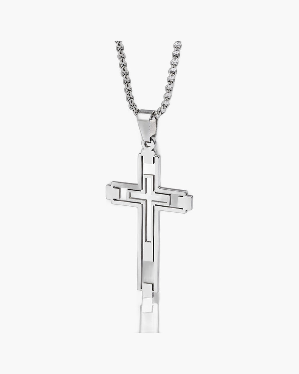 Hollow Double Cross Pendant Necklace view 7