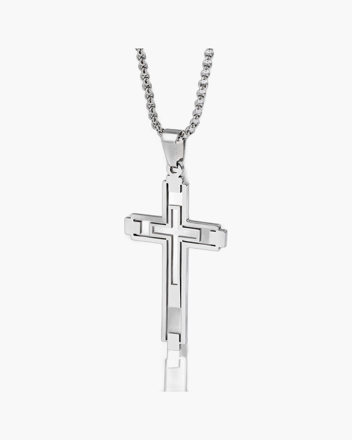 Hollow Double Cross Pendant Necklace view 7