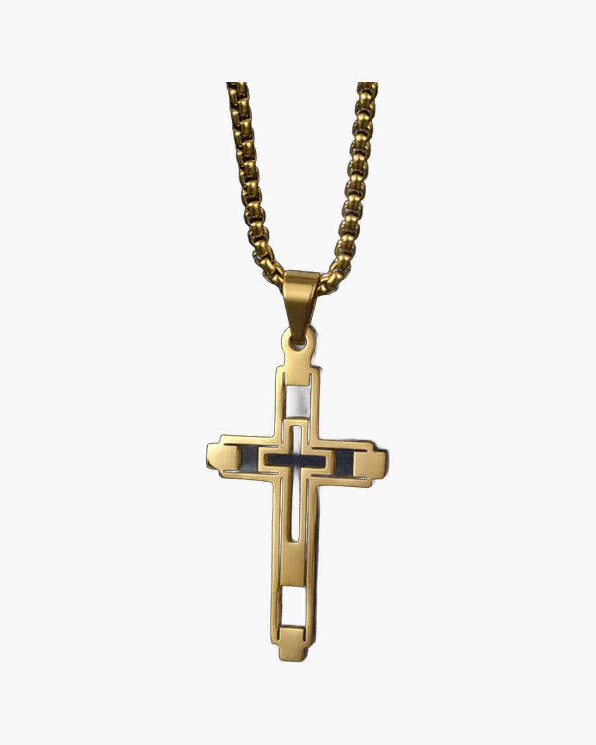 Hollow Double Cross Pendant Necklace view 4