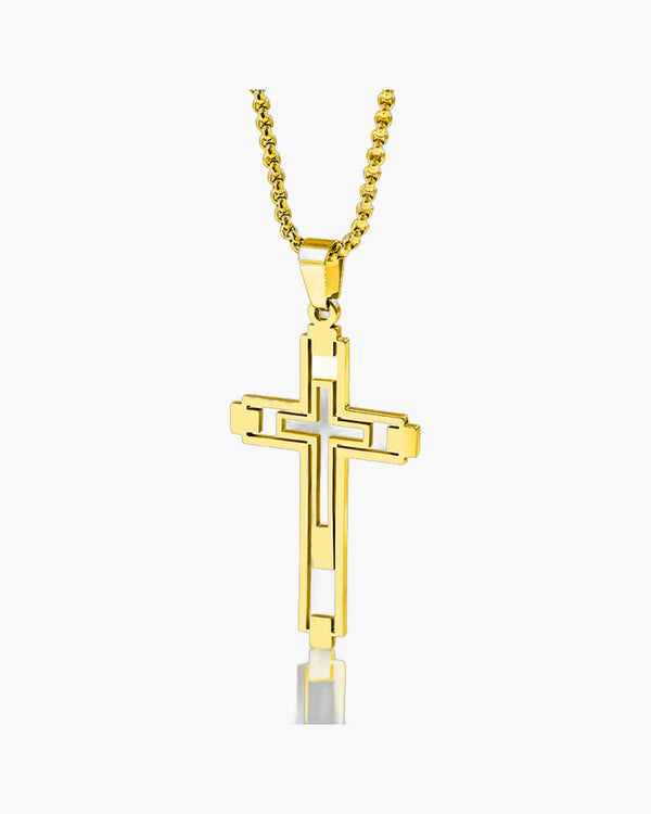 Hollow Double Cross Pendant Necklace view 8