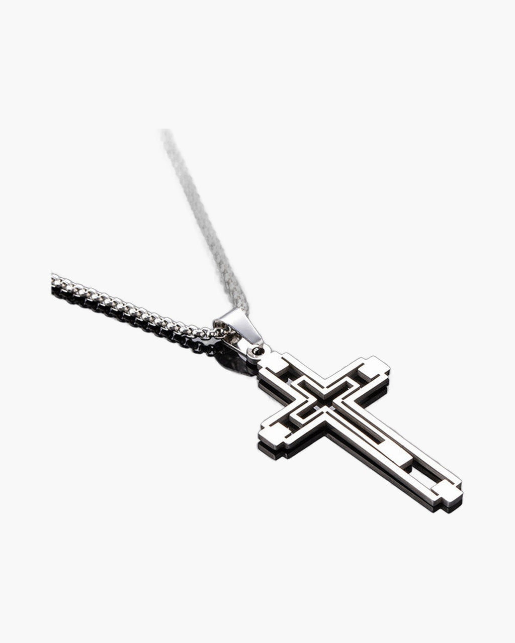 Hollow Double Cross Pendant Necklace view 2