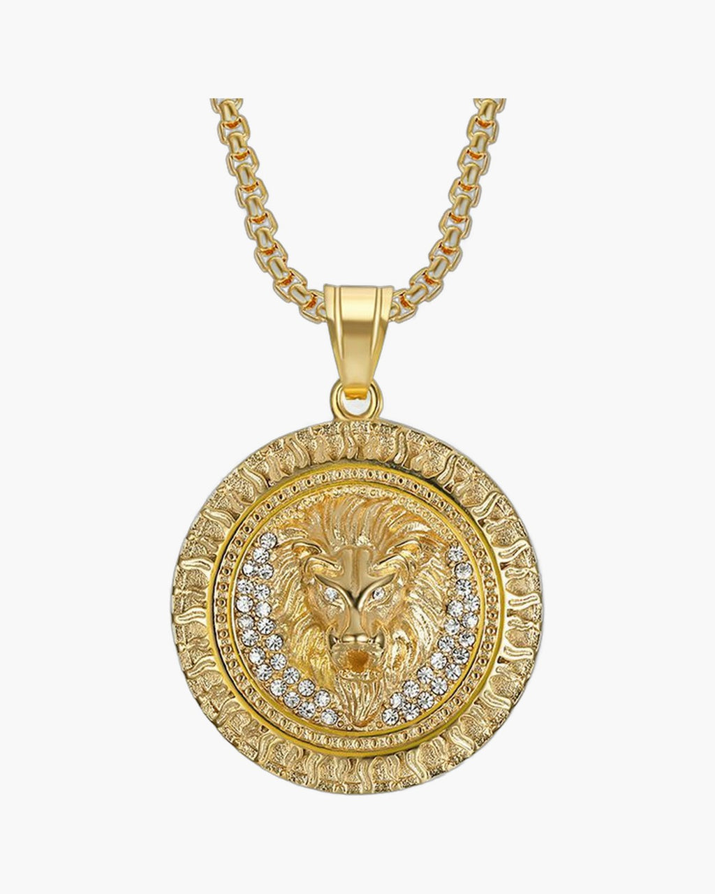 Lion Head Medallion Pendant Necklace view 2