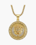 Lion Head Medallion Pendant Necklace view 2