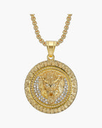 Lion Head Medallion Pendant Necklace view 2