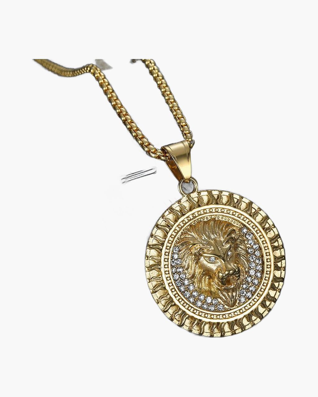 Lion Head Medallion Pendant Necklace