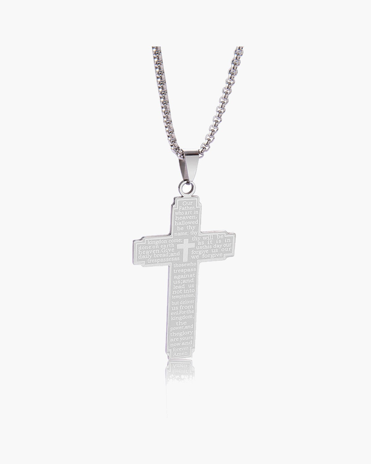 Lord's Prayer Cross Pendant Necklace