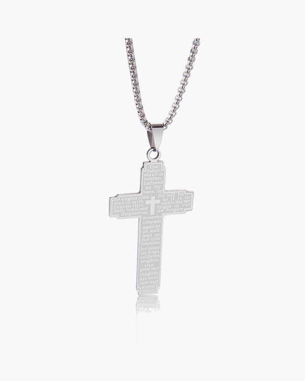 Lord's Prayer Cross Pendant Necklace