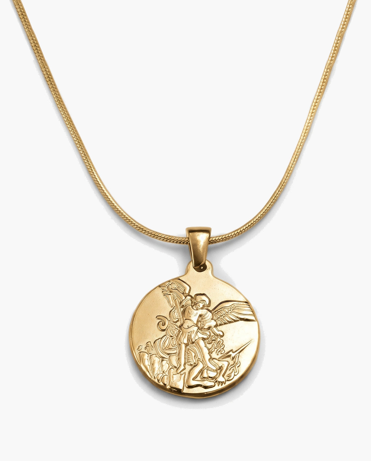 Marco Maveri Archangel Medallion Snake Chain Necklace, Gold