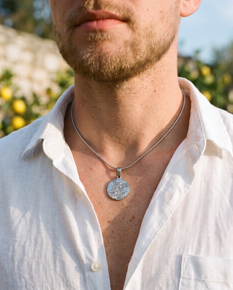 Archangel Medallion Snake Chain Necklace