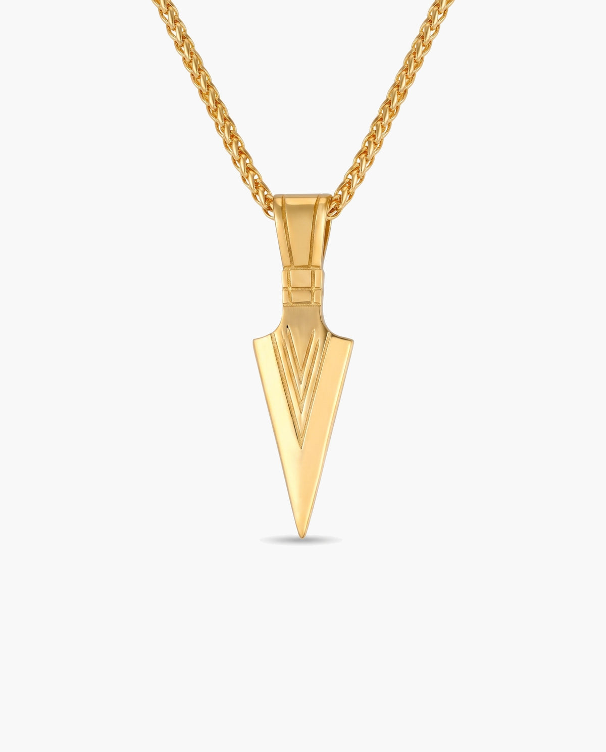 Marco Maveri Arrowhead Pendant Wheat Chain Necklace, Gold