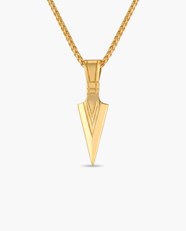 Marco Maveri Arrowhead Pendant Wheat Chain Necklace, Gold