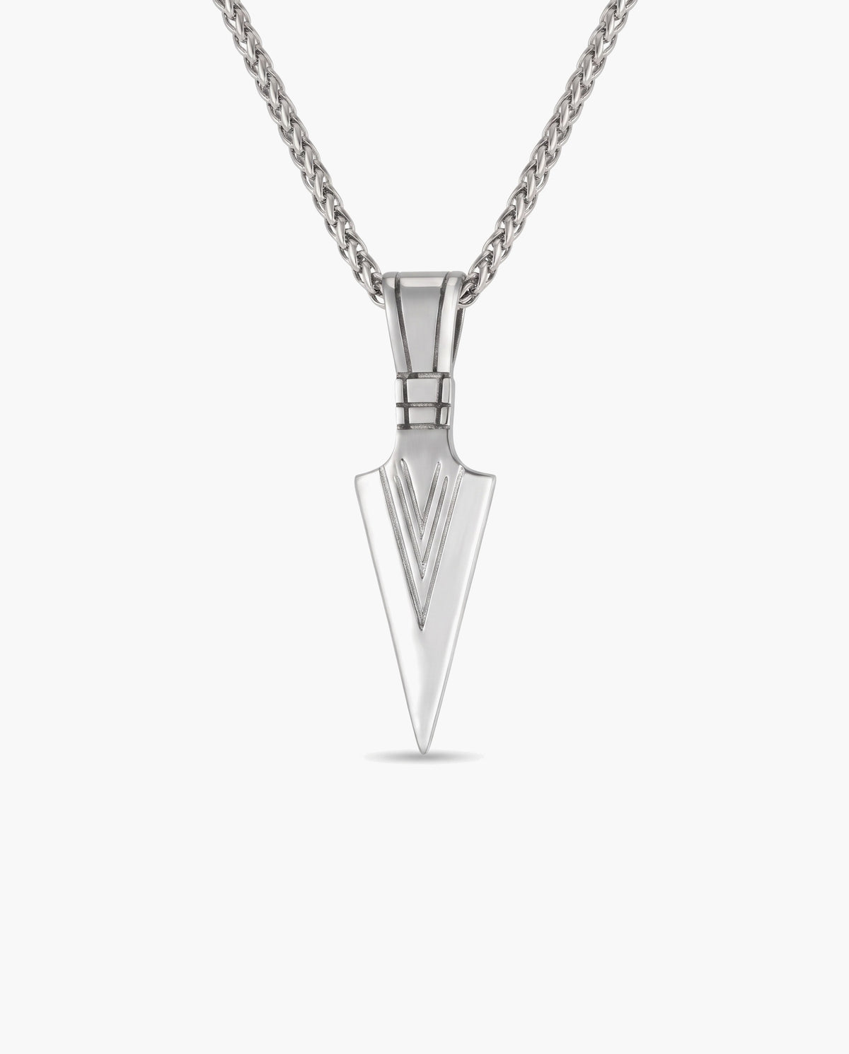 Marco Maveri Arrowhead Pendant Wheat Chain Necklace, Silver