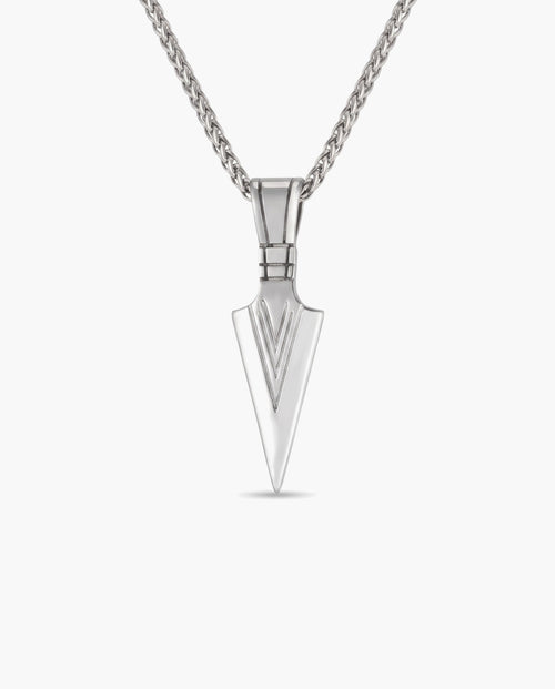 Marco Maveri Arrowhead Pendant Wheat Chain Necklace, Silver