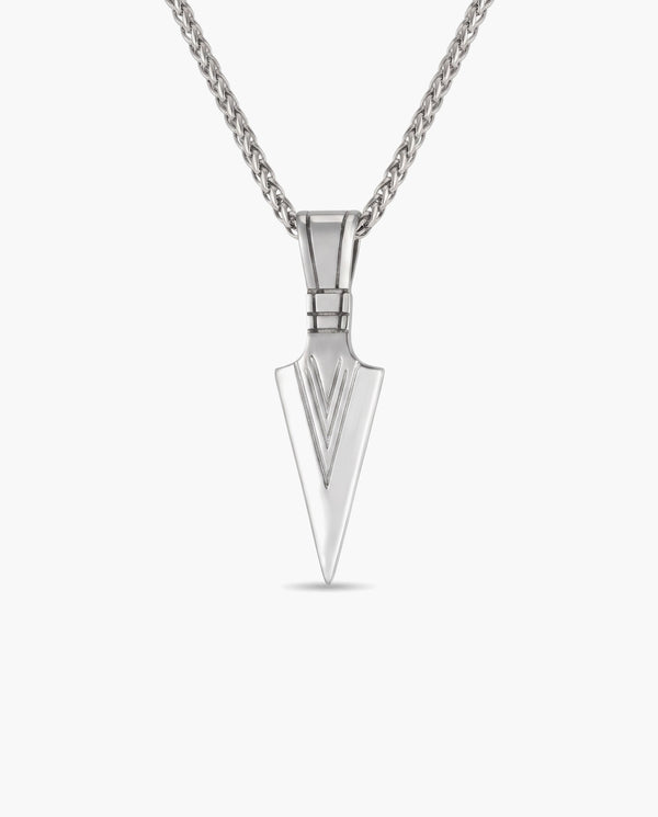 Marco Maveri Arrowhead Pendant Wheat Chain Necklace, Silver