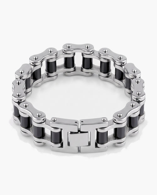 Marco Maveri Bicycle Chain Link Bracelet, Black / Silver